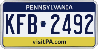 PA license plate KFB2492