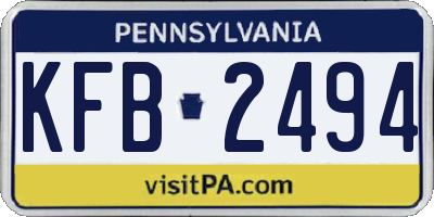 PA license plate KFB2494