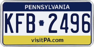 PA license plate KFB2496