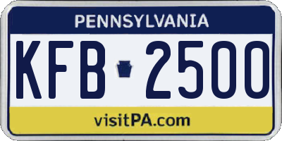PA license plate KFB2500