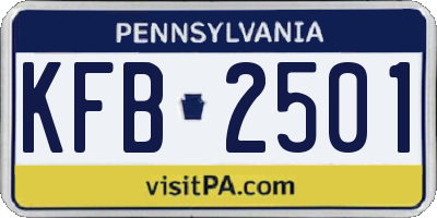 PA license plate KFB2501