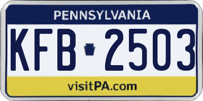 PA license plate KFB2503