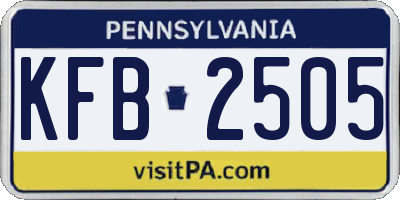 PA license plate KFB2505
