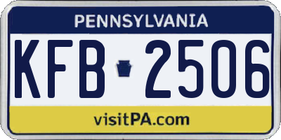 PA license plate KFB2506