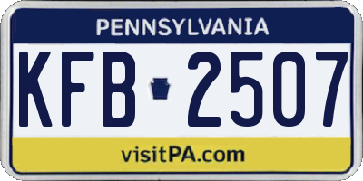 PA license plate KFB2507