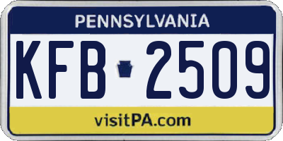 PA license plate KFB2509