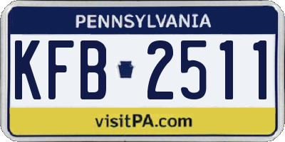 PA license plate KFB2511