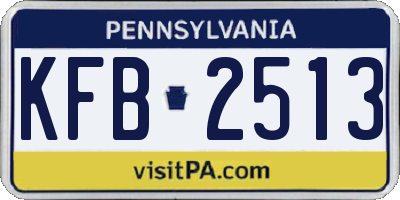 PA license plate KFB2513