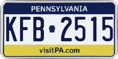 PA license plate KFB2515