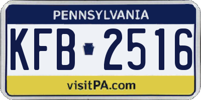 PA license plate KFB2516