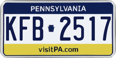 PA license plate KFB2517