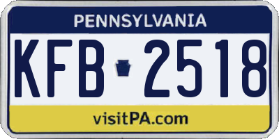 PA license plate KFB2518