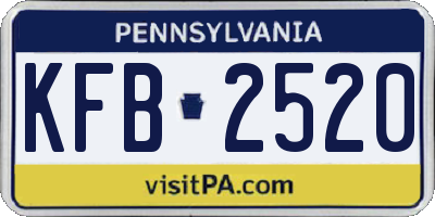 PA license plate KFB2520