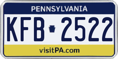 PA license plate KFB2522