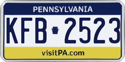 PA license plate KFB2523