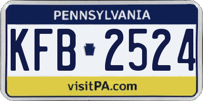 PA license plate KFB2524