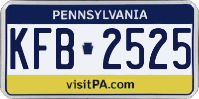 PA license plate KFB2525
