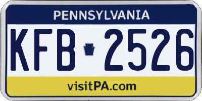 PA license plate KFB2526