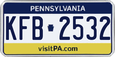 PA license plate KFB2532