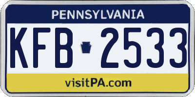 PA license plate KFB2533