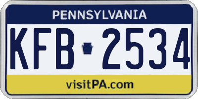 PA license plate KFB2534
