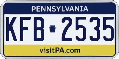 PA license plate KFB2535