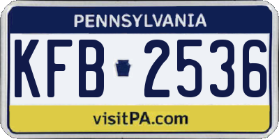 PA license plate KFB2536