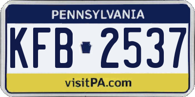 PA license plate KFB2537