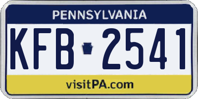 PA license plate KFB2541