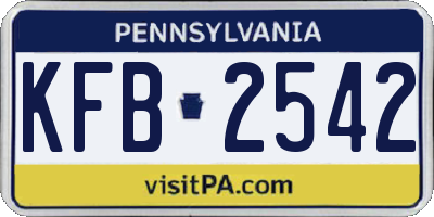PA license plate KFB2542