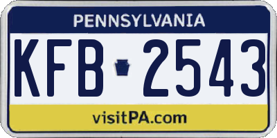 PA license plate KFB2543