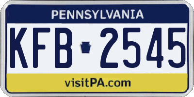 PA license plate KFB2545