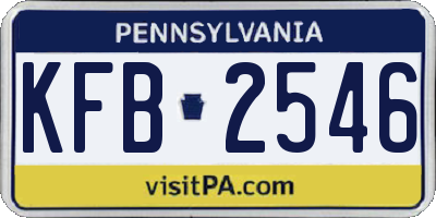 PA license plate KFB2546