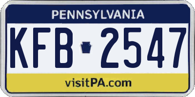 PA license plate KFB2547