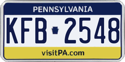 PA license plate KFB2548