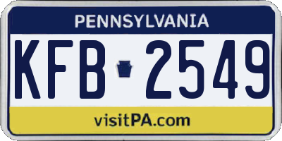 PA license plate KFB2549