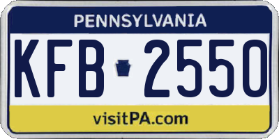 PA license plate KFB2550