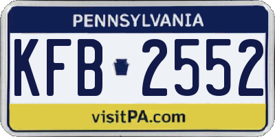 PA license plate KFB2552