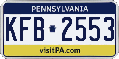 PA license plate KFB2553