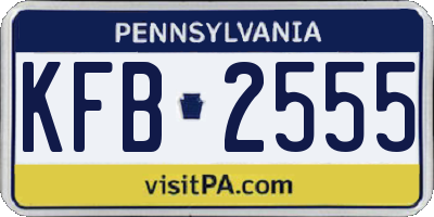PA license plate KFB2555
