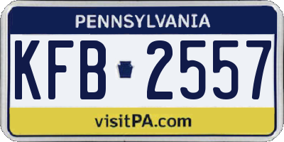 PA license plate KFB2557