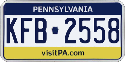 PA license plate KFB2558