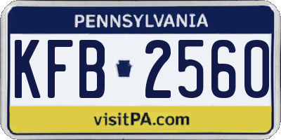 PA license plate KFB2560