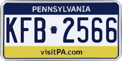 PA license plate KFB2566