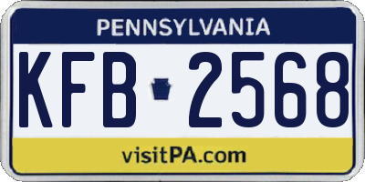 PA license plate KFB2568