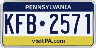 PA license plate KFB2571