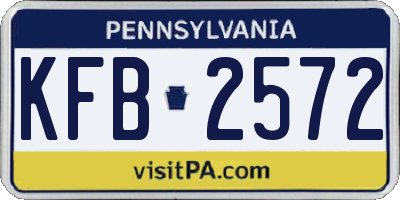 PA license plate KFB2572