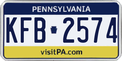 PA license plate KFB2574