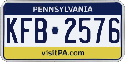 PA license plate KFB2576