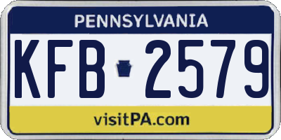 PA license plate KFB2579
